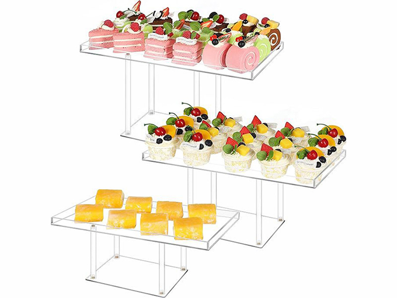 可拆裝階梯式亞克力面包展示架定制