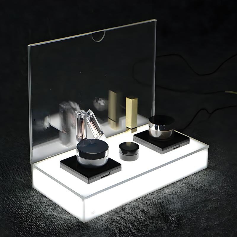有燈光L型亞克力化妝品展示架定制